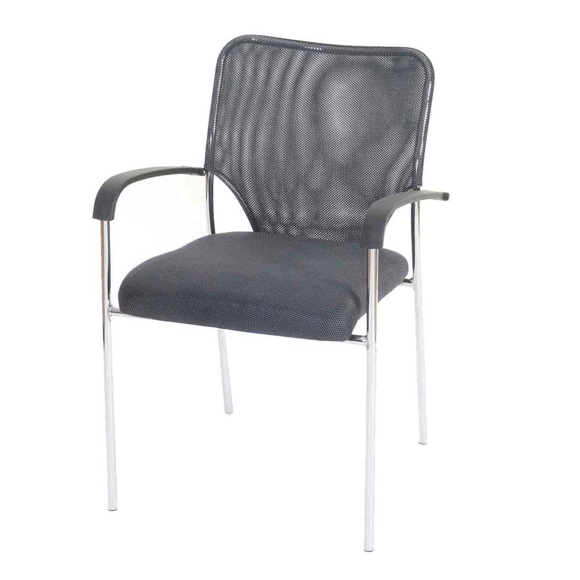 Conjunto de 12 cadeiras para visitantes Tulsa, cadeira de conferência empilhável, tecido/têxtil ~ assento cinzento, encosto cinzento