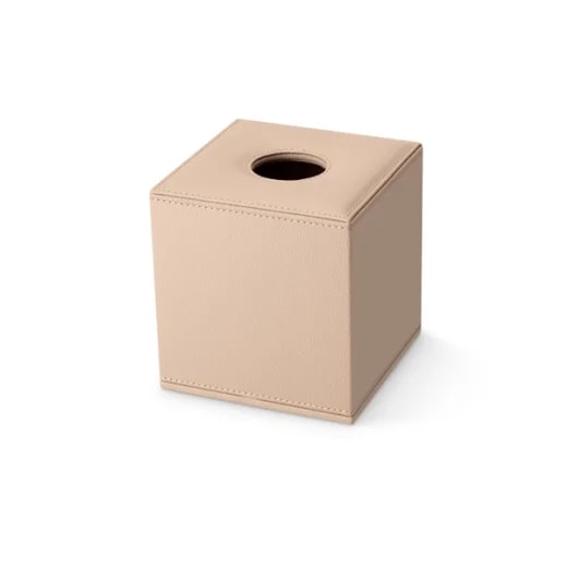 Elegante Taschentuchbox SHAPE Kunstleder Beige magnetischer Deckel