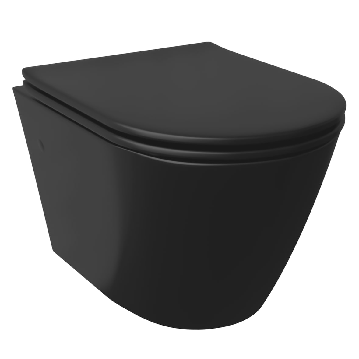 Alpenberger Moderne Toiletten für Bad und Gäste WC | Wand WC Schwarz Matt | Kloschüssel mit Absenkautomatik Toilettendeckel | Spülrandloses Hänge WC