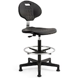 thumbnail of Euroseats Tarente werkstoel large met zitting en rug uitgevoerd in PU, in hoogte verstelbare gasveer, zwart kunstof voetenkruis