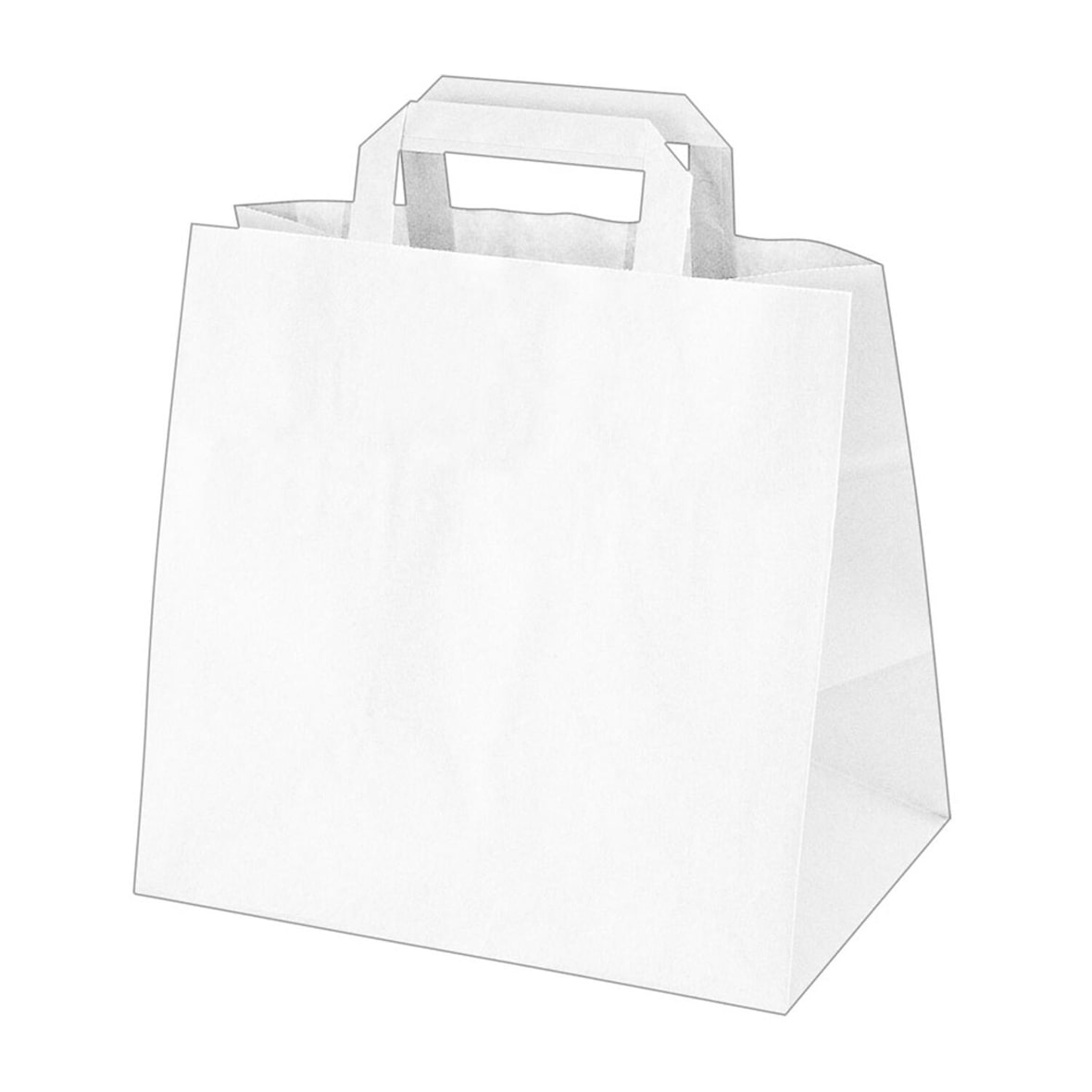 100x GASTRO Papiertragetaschen 25 x 26 x 17 cm mit EAN-Code weiss