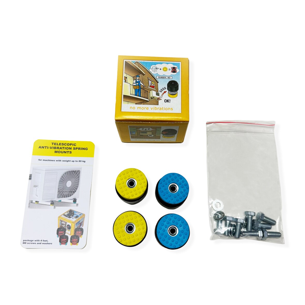 Amortisseur de vibrations en plastique avec ressort intégré - Jaune - 50-80 Kg