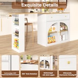 thumbnail of Bartisch ausziehbar Weiß 204x39x104 cm mit Stauraum 360 Grad drehbar, Seitenregal, Glastüren, modern für Küche Home Bar und Büro