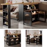 thumbnail of Bartisch ausziehbar drehbar Schwarz 193x39x105 cm mit LED-Beleuchtung Glasfront, 3-stufigem Stauraum, flexibel als Stehtisch und Beistelltisch