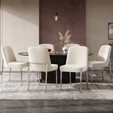 thumbnail of Esszimmerstuhl 2er Set Samt Beige 53x43x82 cm mit dick gepolsterter Sitzfläche verchromtem Metallgestell modern minimalistisches Design