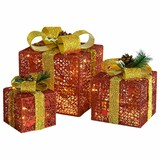 thumbnail of vidaXL Kerstdecoratie geschenkdozen 3 st binnen/buiten rood