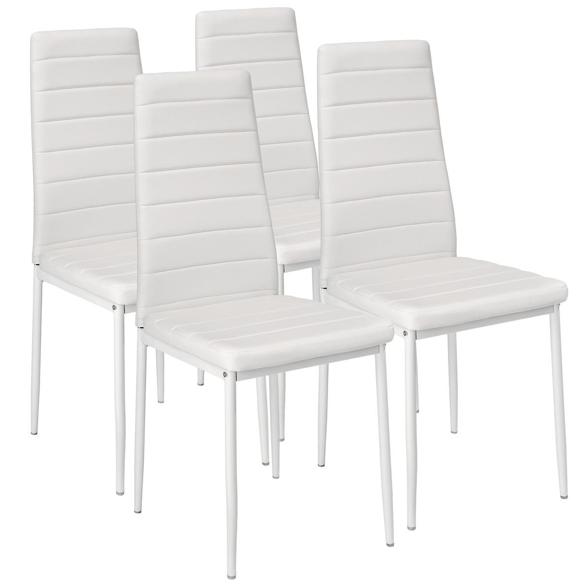 tectake 4 sedie da sala da pranzo in pelle sintetica - bianco - 401845