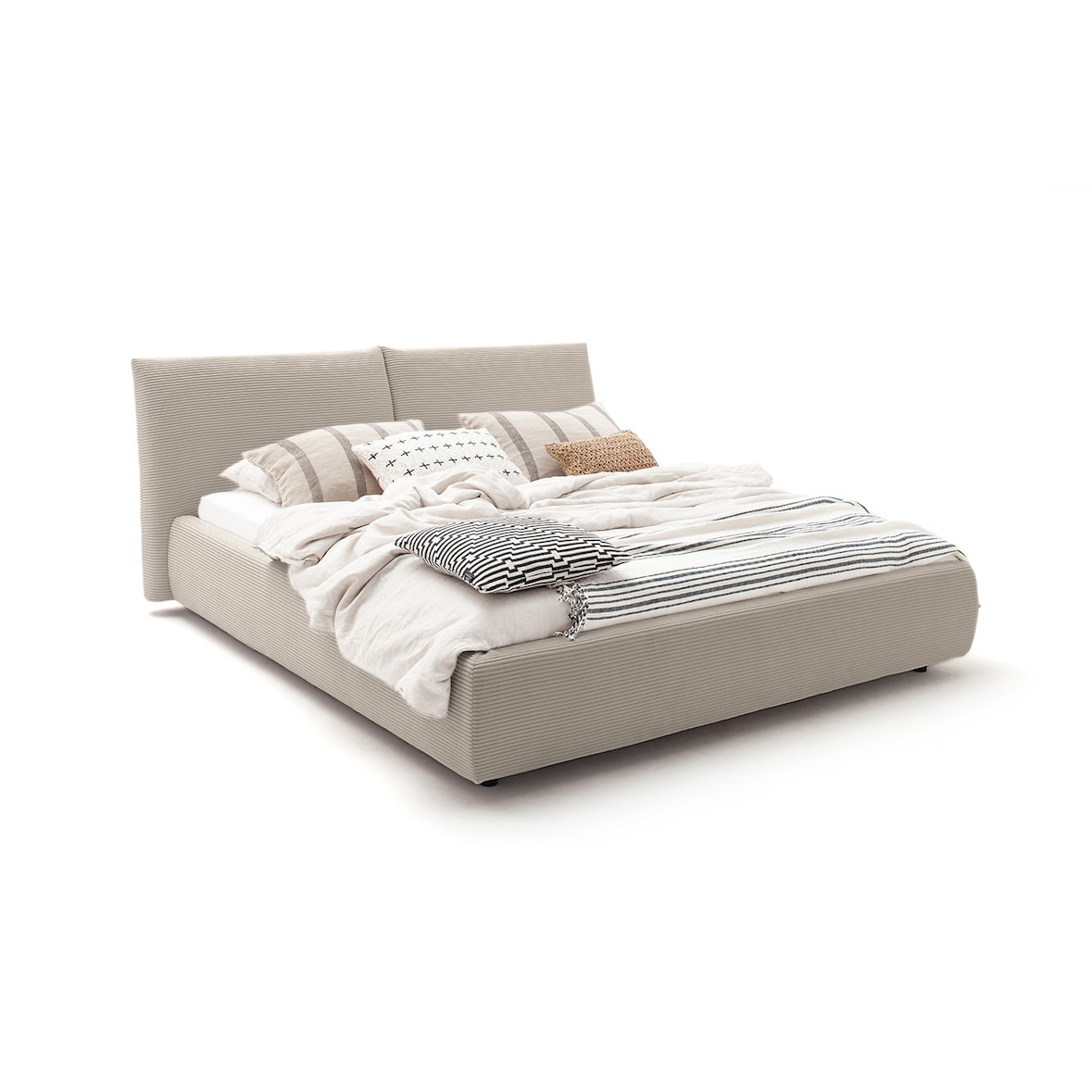 KAWOLA Bett HENRY Polsterbett Cord steingrau 180x200cm