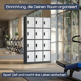 thumbnail of Schließfachschrank Spind BERN - 12 Fächer, Etikettenhalter | Wertfachschrank Umkleideschrank Metall Kleiderspind, 185x90x40cm Anthrazit-Weiß