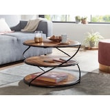 thumbnail of Sheesham-Massivholz Couchtisch, außergewöhnliches Design, 3 Ablageflächen, Robust. 58x58x40 cm | Kadima Design
