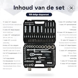 thumbnail of 4toolz ® Doppenset 108-delig in Koffer - 72 tands Ratels 1/2" en 1/4'' Doppen en Bit-set