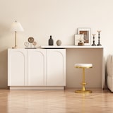 thumbnail of Drehbarer L-förmiger Schreibtisch 110x60x75 mit Stauraum und höhenverstellbaren Einlegeböden in Weiß für Büro und Arbeitszimmer