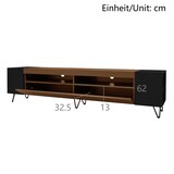 thumbnail of TV-Schrank 180x36x43 cm in Schwarz und Holzoptik mit 2 Türen, offenen Fächern und Kabelmanagement für modernes Wohnzimmer