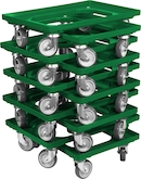 Produktbild von 10 Transportroller Für Kisten 60x40 Cm – 4 Lenkrollen, 250 Kg Tragkraft, Leise & Kratzfrei (blau)