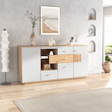 thumbnail of Merax Modernes Sideboard-Schrank mit viel Stauraum, mit LED-Beleuchtung, Glasablage, Holzoptik, Organizer, Kommode