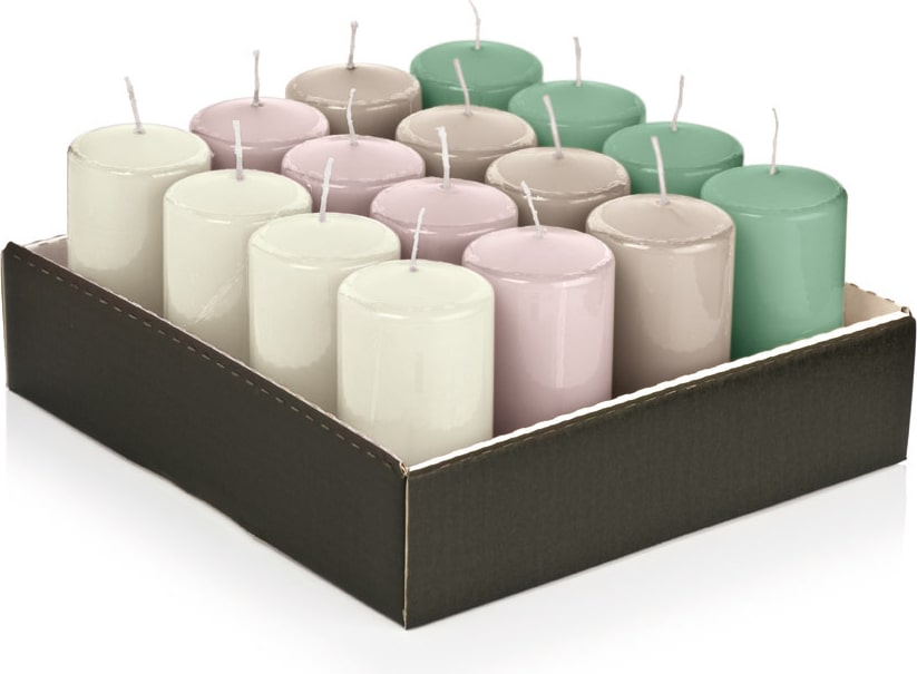 Stumpenkerzen "Pretty Pastel" 120 x Ø 58 mm, 16 Stück