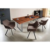 thumbnail of Esstisch Baumkante massiv Akazie nussbaum 260 x 100 silber MILO