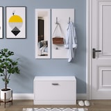 thumbnail of HOMCOM Conjunto de Muebles de Entrada Recibidor Pasillo Set de 3 Piezas Zapatero Espejo Perchero con 4 Ganchos para Colgar Ropa 80x27x46,5cm Blanco