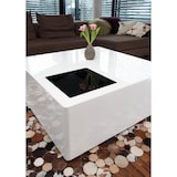 thumbnail of SalesFever salontafel vierkant | hoogglans gelakt | MDF hout | B 100 x D 100 x H 45 cm | wit met zwart glazen element