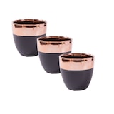 thumbnail of Jinfa 3er-Set Keramik Übertöpfe Blumentöpfe Ton Vase für den Innenbereich | Mattschwarz mit goldenem Finish | Durchmesser 13,5 cm x H 13 cm