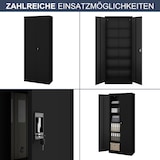 thumbnail of Aktenschrank abschließbar KADO 6 Ebenen verstellbar Flügeltüren Metallschrank Werkstatt Büroschrank aus Stahl Werkzeugschrank 220x90x40cm Schwarz