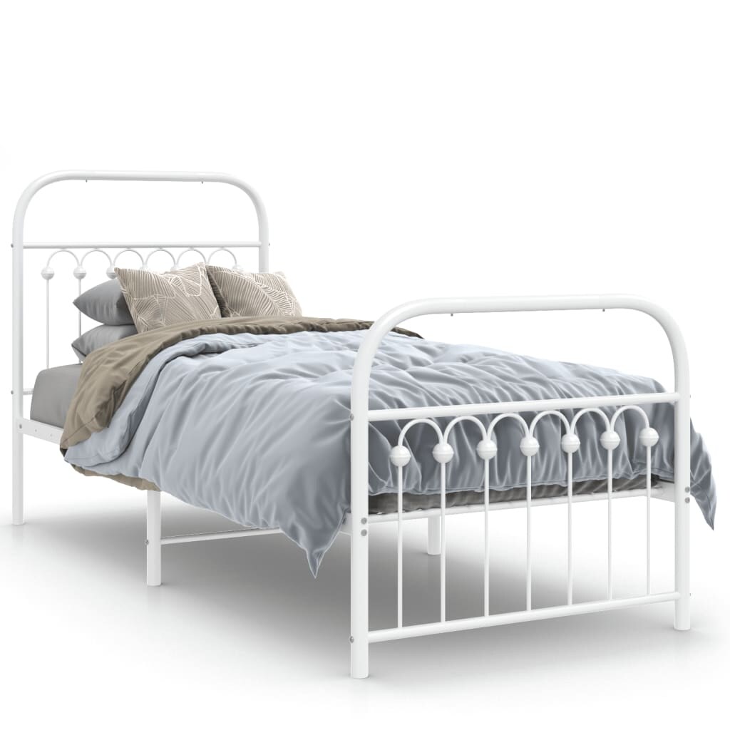 vidaXL Bedframe met hoofd- en voeteneinde metaal wit 80x200 cm