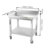 thumbnail of Arbeitstisch aus Edelstahl mit Unterbau 600 x 700 mm auf PREMIUM-Rollen. GOLDINOX