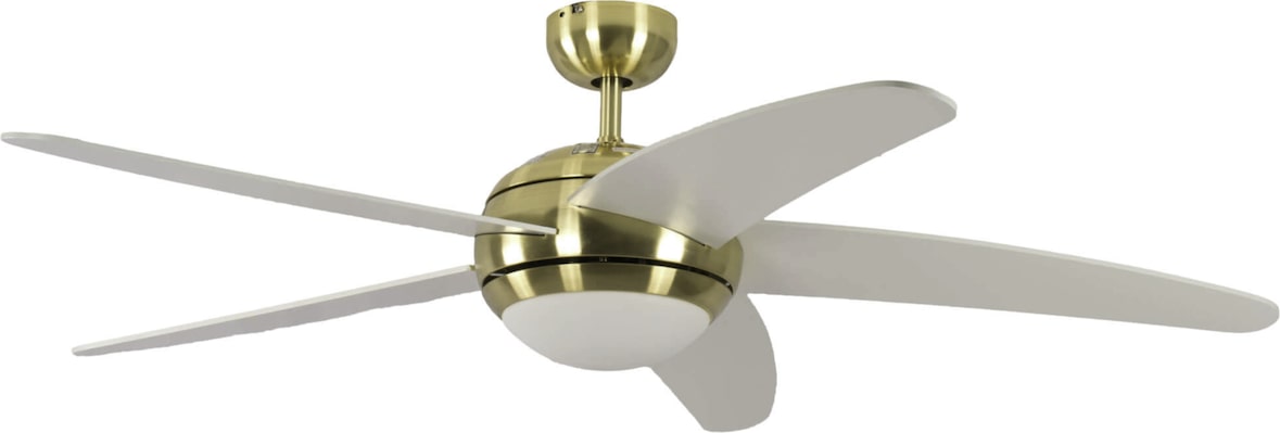 Deckenventilator Melton Messing / Weiß mit Licht 132