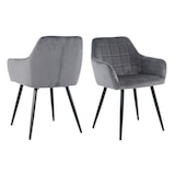 thumbnail of Möbilia Sessel, 2er-Set | mit Quadratsteppung | Bezug Samt | Beine Metall | B 59 x T 62 x H 83 cm | anthrazit – schwarz | 21020066 | Serie STUHL