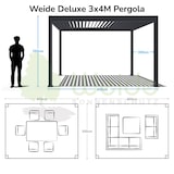 thumbnail of Weide Deluxe | Pergola Voll Aluminium freistehend | 3 x 4 M | Lamellendach anthrazit