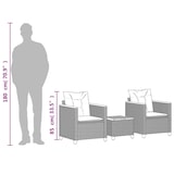 thumbnail of vidaXL 3-tlg. Bistro-Set mit Kissen Grau Poly Rattan Akazienholz