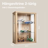 thumbnail of K-Möbel suspension vitrine en verre en hêtre (80x60x25 cm) avec 2 étagères en verre réglables en hauteur - modèle de voiture vitrine d'argent