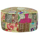 thumbnail of vidaXL Patchwork Sitzpouf Rund Baumwolle Handgefertigt 40x20 cm Grün