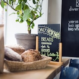 thumbnail of Securit® Tischtafel "Elegant" A4 – Holz mit lackierter Teakholz-Oberfläche