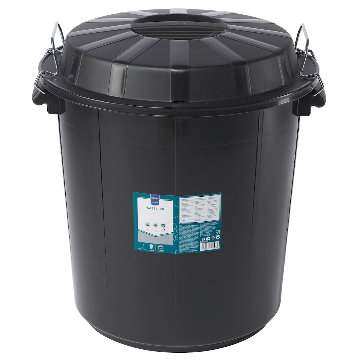 METRO Professional Cubo de basura con tapa, plástico, negro, 50 L