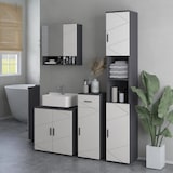 thumbnail of Waschbeckenunterschrank 60x30x60 mit verstellbaren Regalen, U-förmig, Spritzwasserschutz, Spanholz, Stauraum, Grau