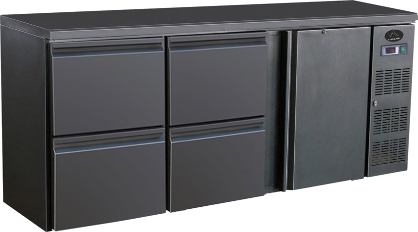 Gastro Barkühler Bar-Kühlschrank schwarz 1 Tür 4 Schubladen 537 l, 2002x513x860 mm 0-10°C
