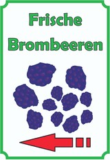 thumbnail of Frische Brombeeren Schild Hochkant mit Pfeil links A5 (148x210mm)