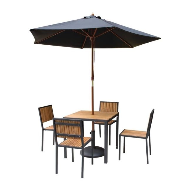 Mesa Bolero de madera de acacia cuadrada con patas de acero 800x800x740mm