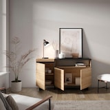 thumbnail of Aparadores para salón, 150x35x87cm, 3 Puertas, Diseño industrial, Roble y negro _69_6