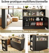 thumbnail of Drehbares Sideboard 120x45x103 cm mit 360 Grad Rotation, Glas Schiebetür, Ablagen und Schubladen, Schwarz, MDF, modern multifunktional