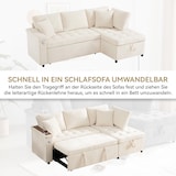 thumbnail of Ecksofa L-Form 3-4-Sitzer ausziehbar mit Stauraum, Schlafsofa Couch Chenille Sofa Wohnzimmer USB-Ladeanschluss 209x130x84 Beige