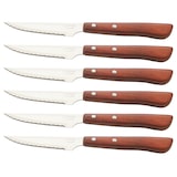 thumbnail of Cuchillos de Mesa con Mango de Madera – Set 6 Cuchillos para Carne con Filo Dentado – Estilo Palmadera tradicional – Aptos para Uso Diario