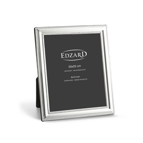 Bilderrahmen Matera (20x25 cm), Perlenrand, edel versilbert, anlaufgeschützt, 2 Aufhänger