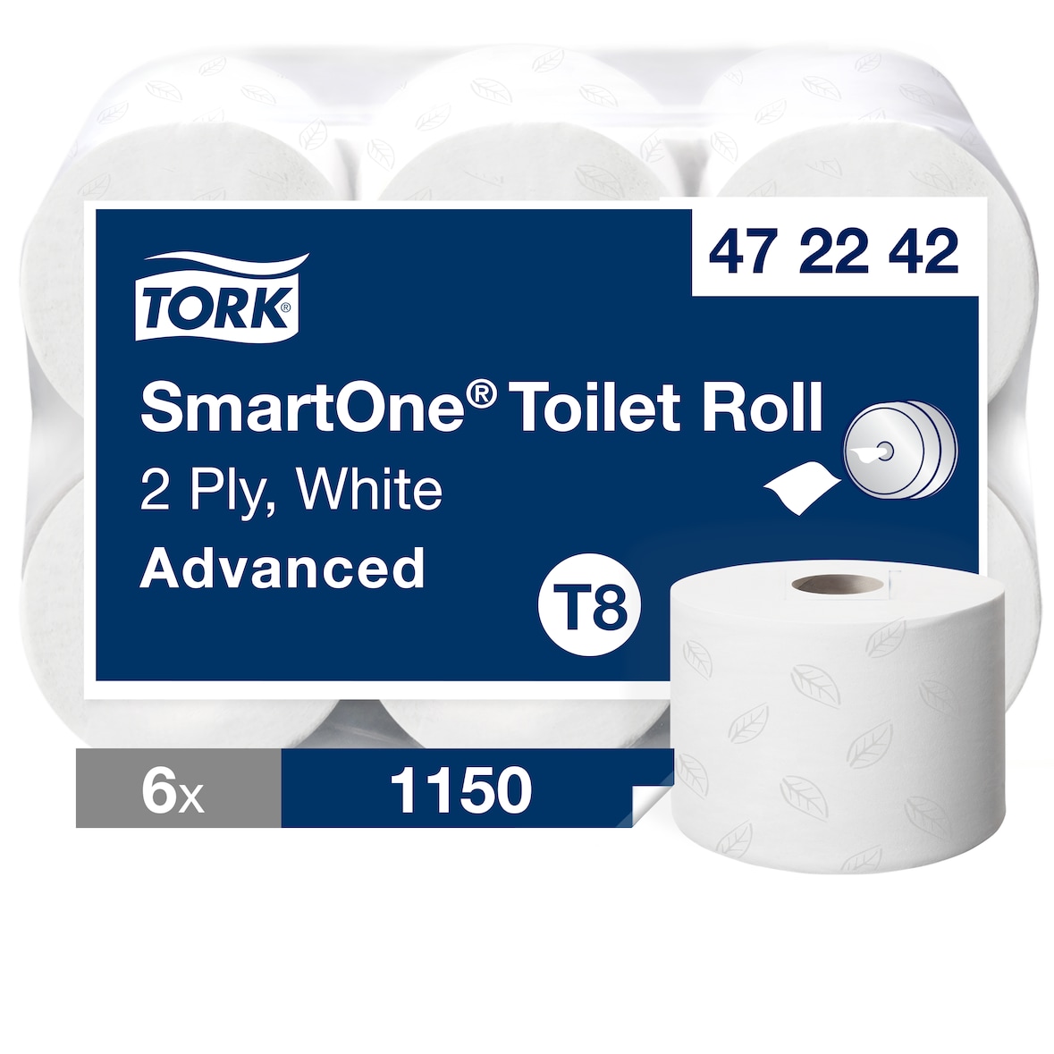 T8 - Tork SmartOne Papel Higiénico, Folha Dupla - 1150 Serviços - 6 Rolos