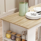 thumbnail of HOMCOM mesa de bar mesa de bistró mesa de comedor mesa alta con 3 estantes laterales y estructura de madera carga 50 kg 112x57x106 cm blanco