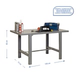 thumbnail of SimonRack Tavolo da lavoro per officina, 1200x730 mm, Piano metallico, Portata 600 kg, Grigio - BT-6