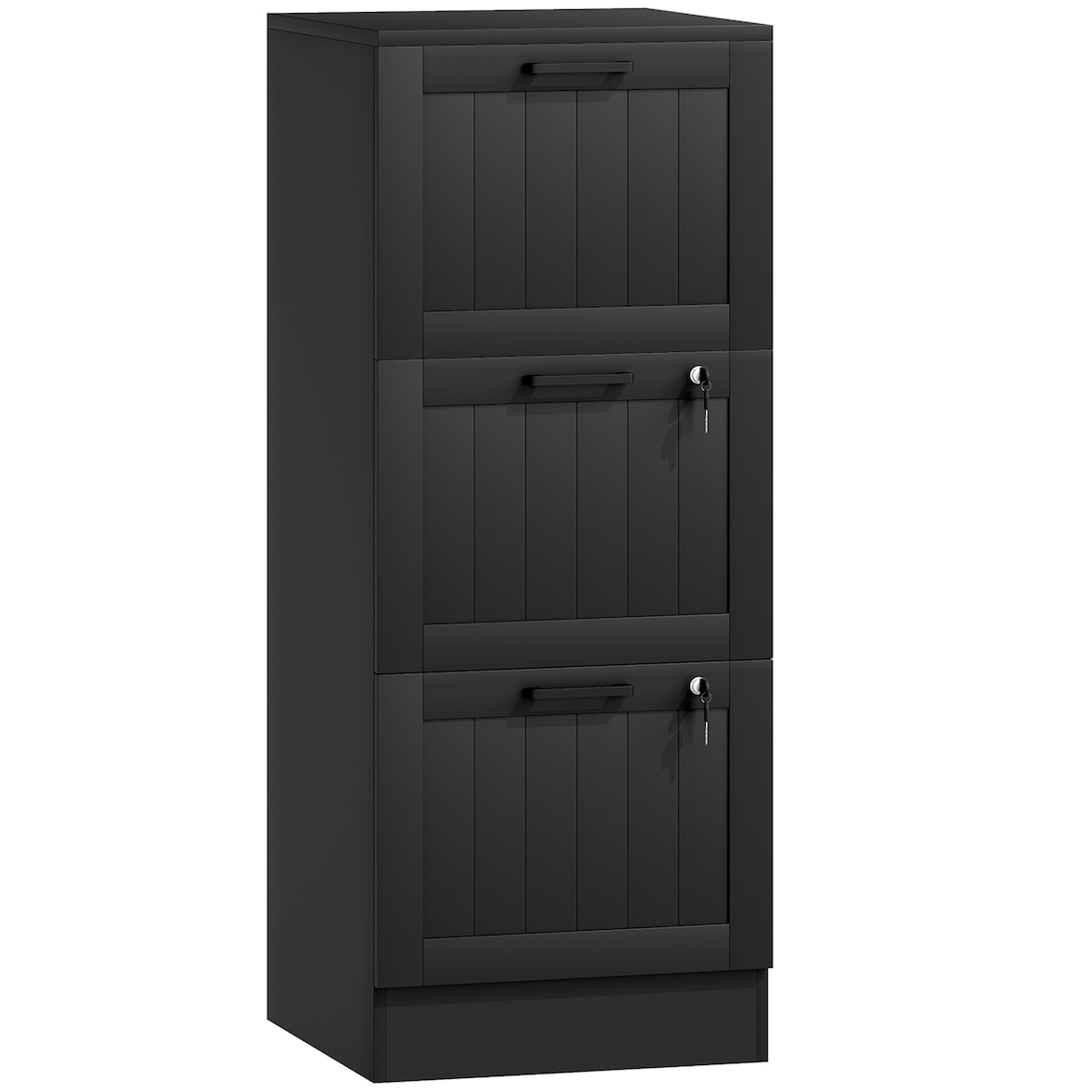 HOMCOM cajonera escritorio con 3 cajones, cajonera de oficina, mueble archivador, con 2 cerraduras, riel colgante para A4 y carta, 40x40x101 cm, negro