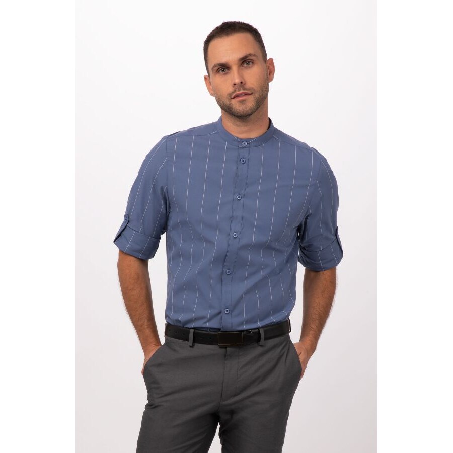 Chef Works® VOCE Herrenhemd gestreift der Contemporary Collection Artikel SFB03 Blau Größe M