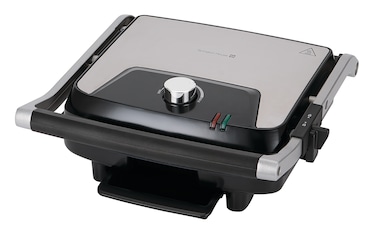 Tarrington House Grill de contacto CG2221, aluminio/plástico, 14.2 x 34.4 x 37.3 cm, 2 posiciones de asado, 1850-2200 W, plata/negro